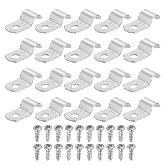 Uxcell 20Pcs 5/16" Pipe Strap, 1 Hole Pipe Clamp 304 Stainless Steel Rigid Conduit Clamp U Bracket Heavy Duty with Self-Tapping Screws for Tube Installation, Silver