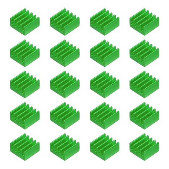 Uxcell 20Pcs 9x9x5mm Heatsink Aluminum Radiator With Thermal Blue Sticker for Chip CPU, Power Transistor, FET, IC,Green