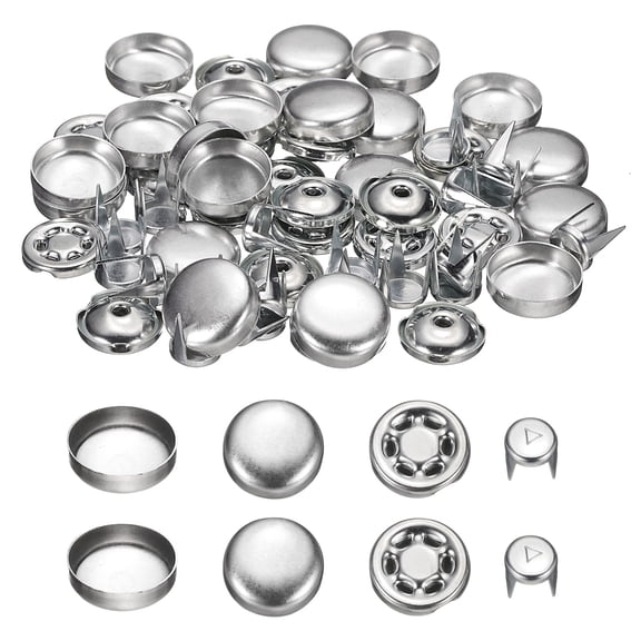 Uxcell 20Pcs Baseball Cap Button, 13.5mm/0.53 Inch Aluminum Hat Snap Button Replacement Cap Top Cover Buttons for DIY Sewing Hat Clothing Making Accessories, Silver