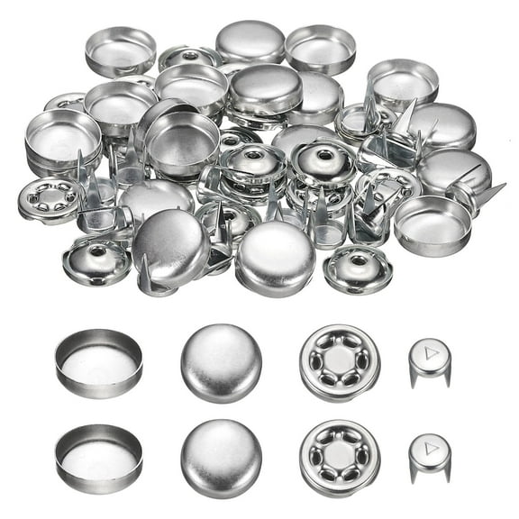 Uxcell 20Pcs Baseball Cap Button, 15mm/0.59 Inch Aluminum Hat Snap Button Replacement Cap Top Cover Buttons for DIY Sewing Hat Clothing Making Accessories, Silver