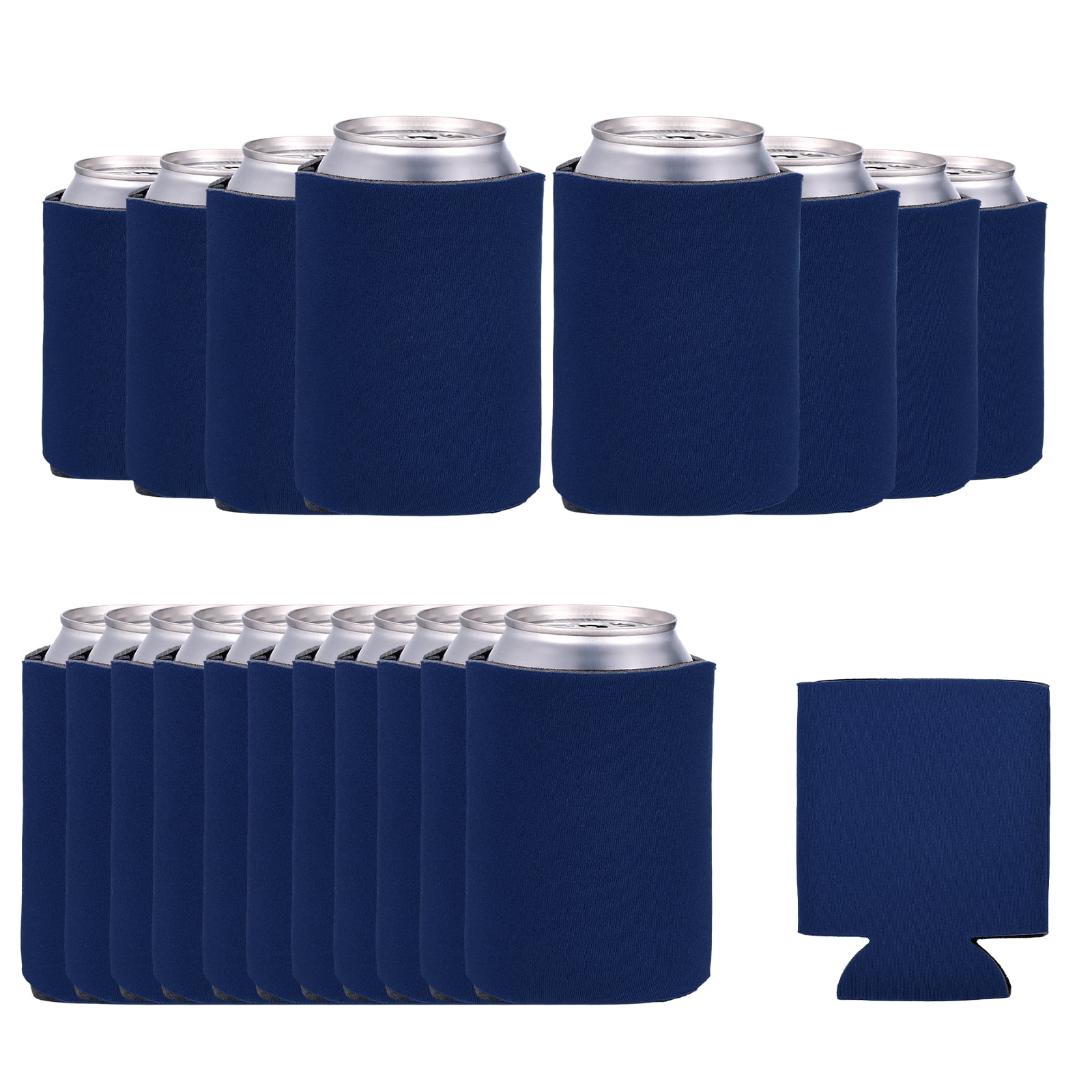 Uxcell 20Pcs Beer Can Coolers Covers, Neoprene Blank Drink Cooler Sleeves Collapsible Insulated Reusable Soda Cover for 10oz Bottles Seltzer DIY Weddings Beach Picnic Party, Deep Blue