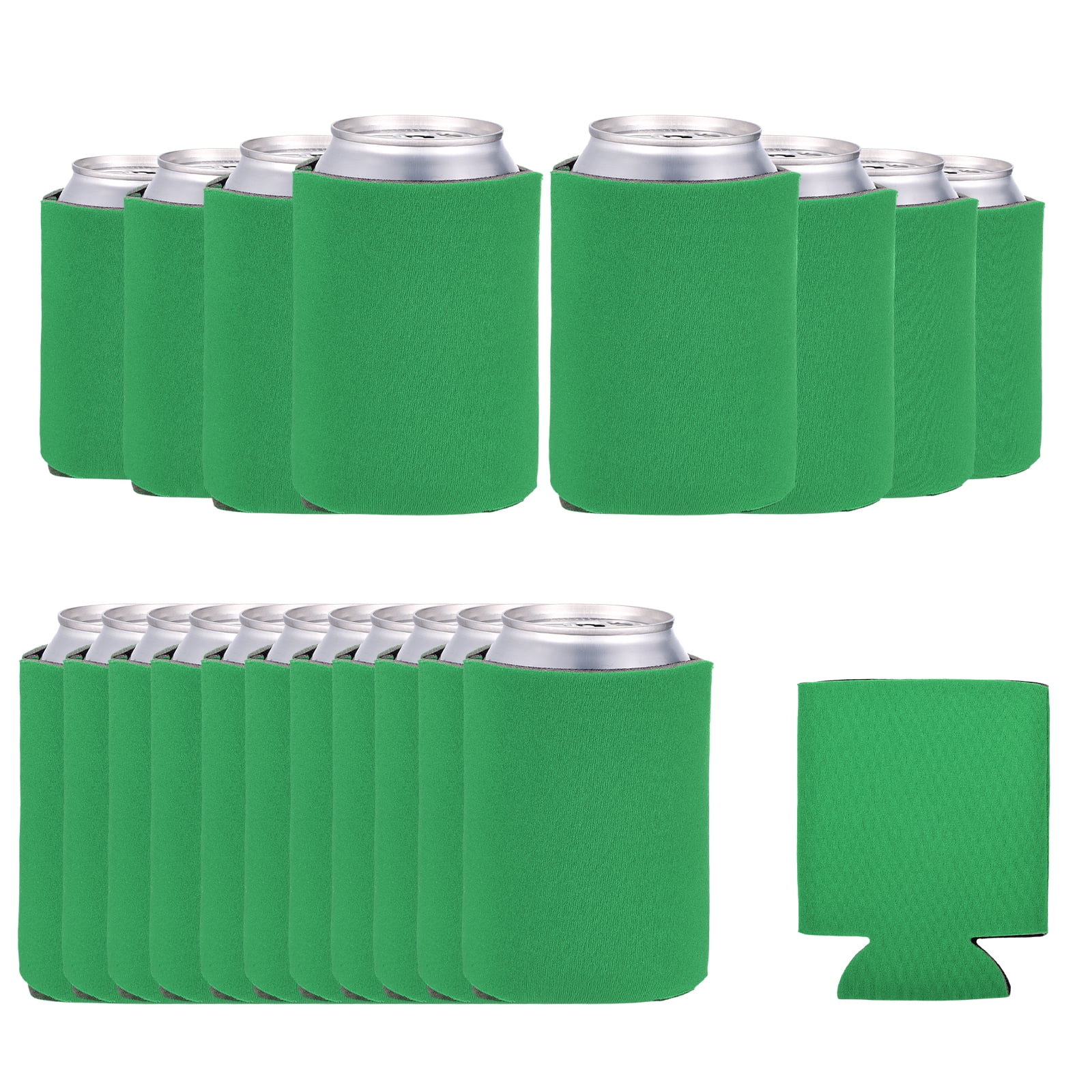 Uxcell 20Pcs Beer Can Coolers Covers, Neoprene Blank Drink Cooler Sleeves Collapsible Insulated Reusable Soda Cover for 10oz Bottles Seltzer DIY Weddings Beach Picnic Party, Green