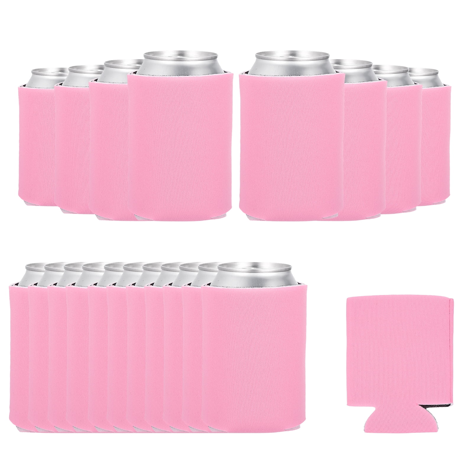 Uxcell 20Pcs Beer Can Coolers Covers, Neoprene Blank Drink Cooler Sleeves Collapsible Insulated Reusable Soda Cover for 10oz Bottles Seltzer DIY Weddings Beach Picnic Party, Pink