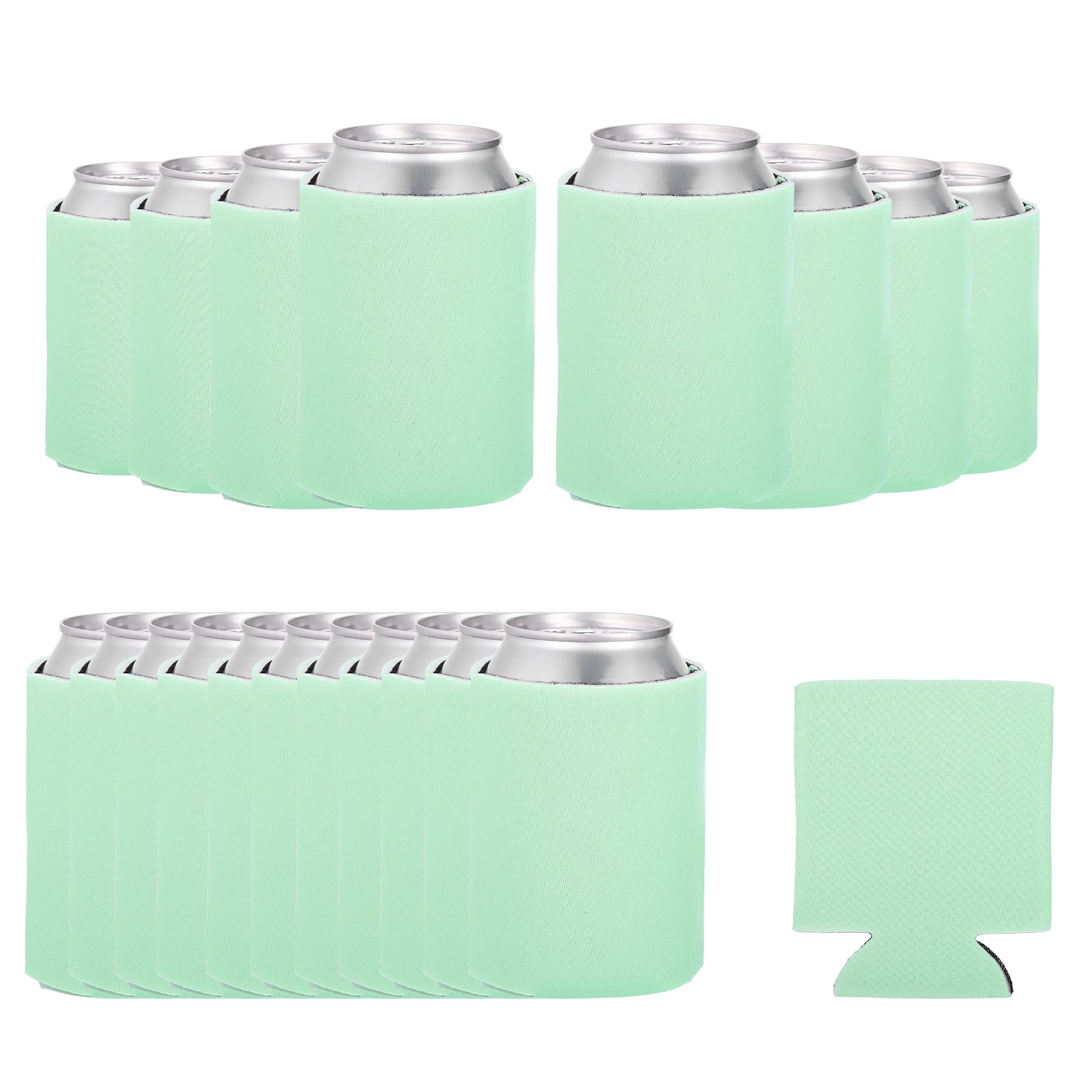 Uxcell 20Pcs Beer Can Coolers Covers, Neoprene Blank Drink Cooler Sleeves Collapsible Insulated Reusable Soda Cover for 10oz Bottles Seltzer DIY Weddings Beach Picnic Party, Mint Green