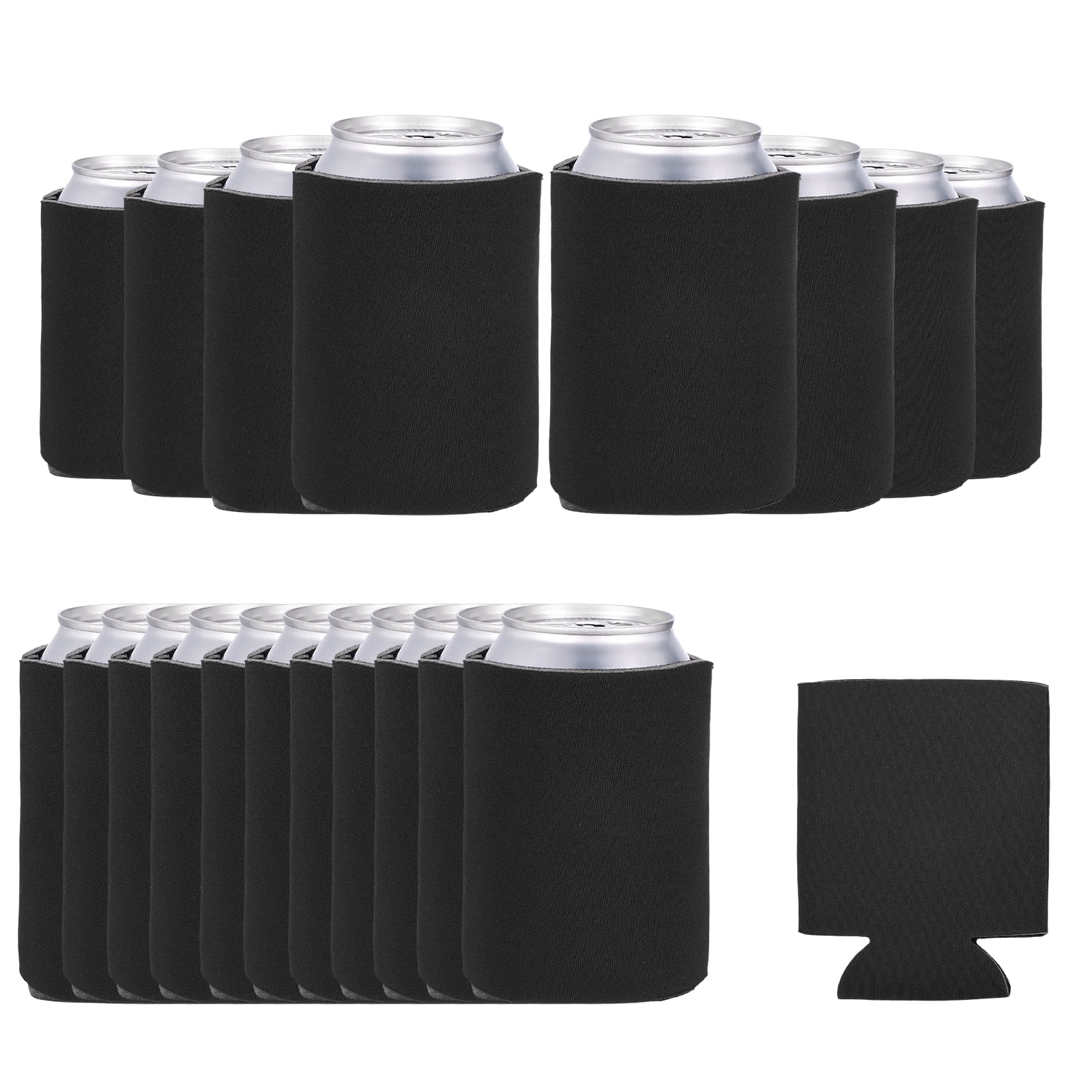 Uxcell 20Pcs Beer Can Coolers Covers, Neoprene Blank Drink Cooler Sleeves Collapsible Insulated Reusable Soda Cover for 10oz Bottles Seltzer DIY Weddings Beach Picnic Party, Black