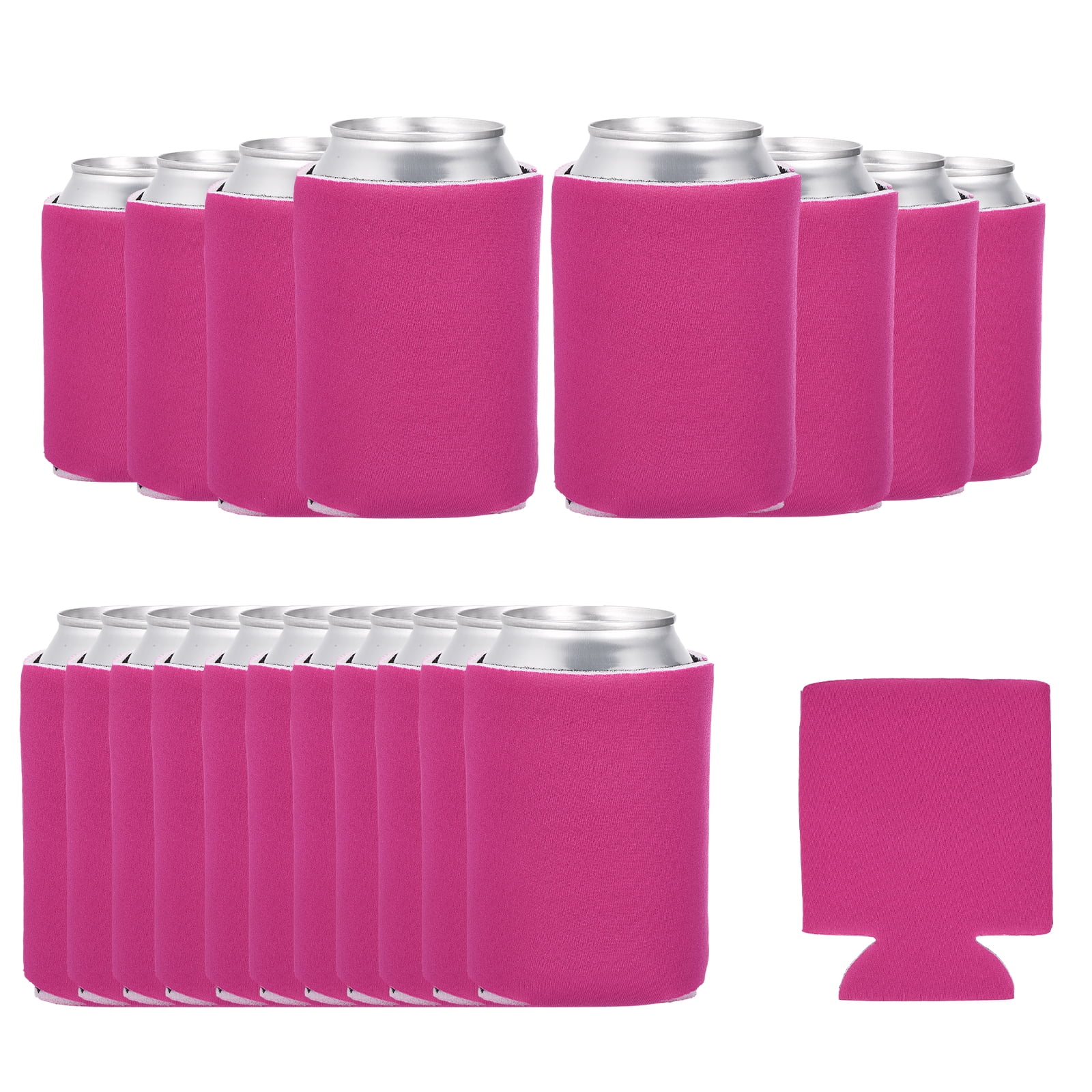 Uxcell 20Pcs Beer Can Coolers Covers, Neoprene Blank Drink Cooler Sleeves Collapsible Insulated Reusable Soda Cover for 10oz Bottles Seltzer DIY Weddings Beach Picnic Party, Rose Red