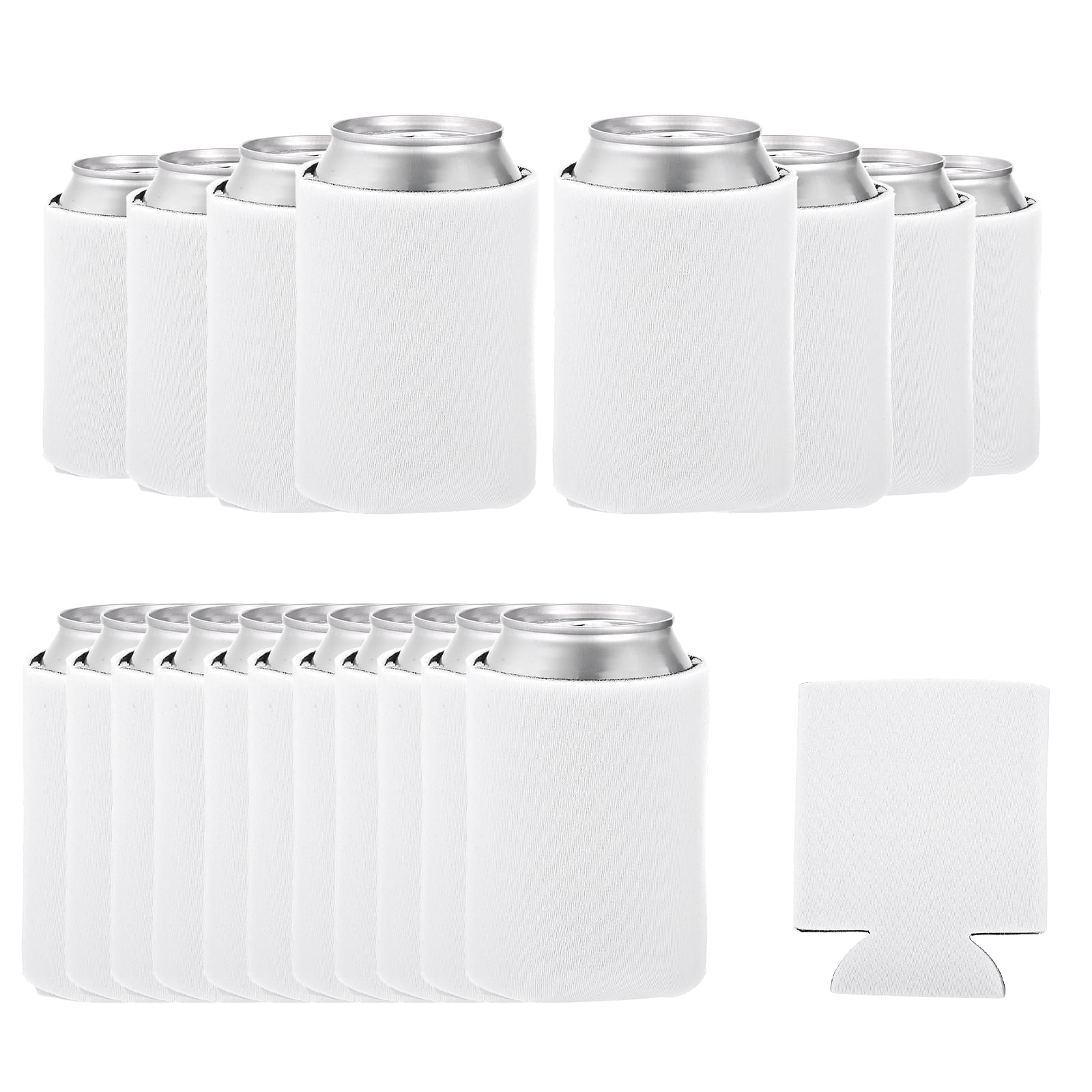 Uxcell 20Pcs Beer Can Coolers Covers, Neoprene Blank Drink Cooler Sleeves Collapsible Insulated Reusable Soda Cover for 10oz Bottles Seltzer DIY Weddings Beach Picnic Party, White