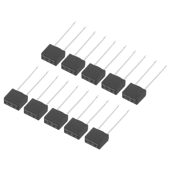 Uxcell 20Pcs DIP Mounted Miniature Square Slow Blow Micro Fuse for Electronic PCB, T8A 8A 250V, Black