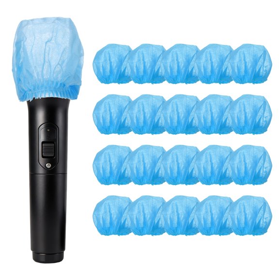 Uxcell 20Pcs Disposable Microphone Cover, Non-Woven Classic Retro Dynamic Vocal Microphone Windscreen PodMic Covers for KTV, Blue