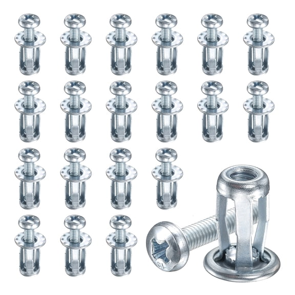 Uxcell 20Pcs Expansion Screw Petal Nut, M4x20 Hollow Wall Anchors Hollow Door Anchors for Aluminium Cladding Steel Pipe Iron Sheet Plastic Sheet Drywall Thin Wall Zinc Plate, Silver Tone