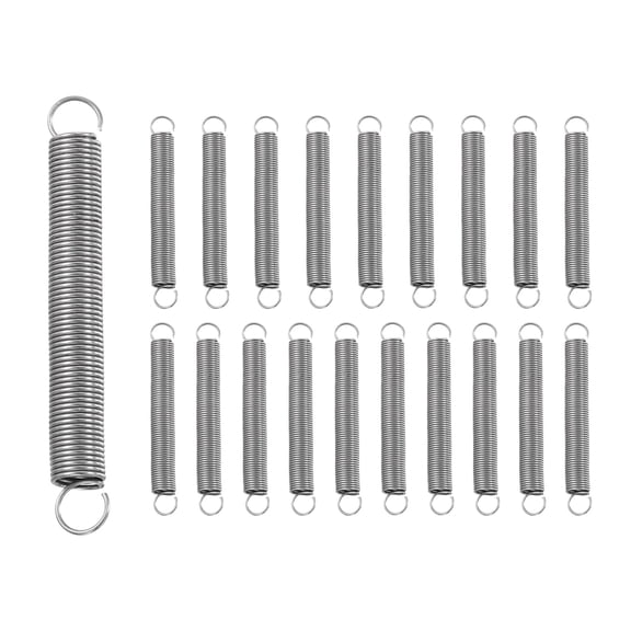 Uxcell 20Pcs Extension Spring, Stainless Steel Small Springs with Dual Hook Mechanical Compression Spring for Home Furniture Repair 0.3mm Wire Diax3mm ODx25mm Length