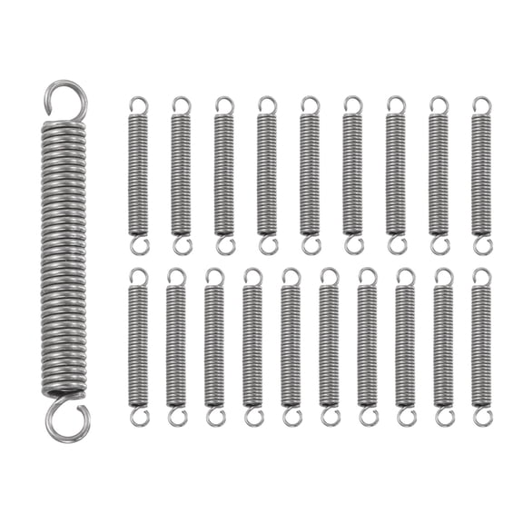 Uxcell 20Pcs Extension Spring, Stainless Steel Small Springs with Dual Hook Mechanical Compression Spring for Home Furniture Repair 0.5mm Wire Diax3mm ODx25mm Length