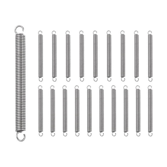 Uxcell 20Pcs Extension Spring, Stainless Steel Small Springs with Dual Hook Mechanical Compression Spring for Home Furniture Repair 0.5mm Wire Diax3mm ODx35mm Length