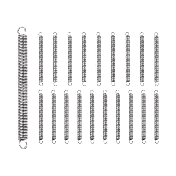 Uxcell 20Pcs Extension Spring, Stainless Steel Small Springs with Dual Hook Mechanical Compression Spring for Home Furniture Repair 0.5mm Wire Diax3mm ODx40mm Length