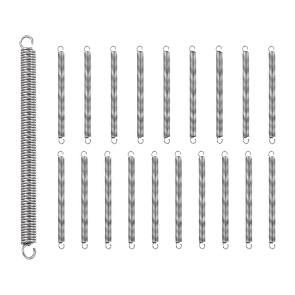 Uxcell 20Pcs Extension Spring, Stainless Steel Small Springs with Dual Hook Mechanical Compression Spring for Home Furniture Repair 0.5mm Wire Diax3mm ODx45mm Length