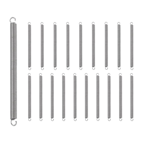 Uxcell 20Pcs Extension Spring, Stainless Steel Small Springs with Dual Hook Mechanical Compression Spring for Home Furniture Repair 0.5mm Wire Diax3mm ODx50mm Length