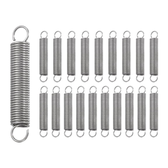 Uxcell 20Pcs Extension Spring, Stainless Steel Small Springs with Dual Hook Mechanical Compression Spring for Home Furniture Repair 0.5mm Wire Diax4mm ODx25mm Length