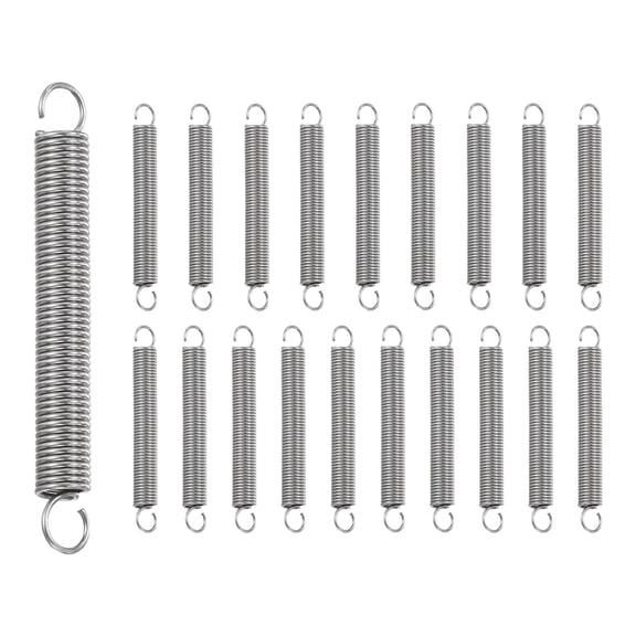 Uxcell 20Pcs Extension Spring, Stainless Steel Small Springs with Dual Hook Mechanical Compression Spring for Home Furniture Repair 0.5mm Wire Diax4mm ODx35mm Length