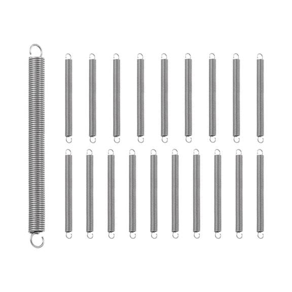 Uxcell 20Pcs Extension Spring, Stainless Steel Small Springs with Dual Hook Mechanical Compression Spring for Home Furniture Repair 0.5mm Wire Diax4mm ODx50mm Length