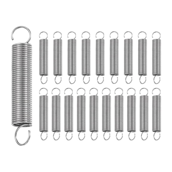 Uxcell 20Pcs Extension Spring, Stainless Steel Small Springs with Dual Hook Mechanical Compression Spring for Home Furniture Repair 0.5mm Wire Diax5mm ODx30mm Length