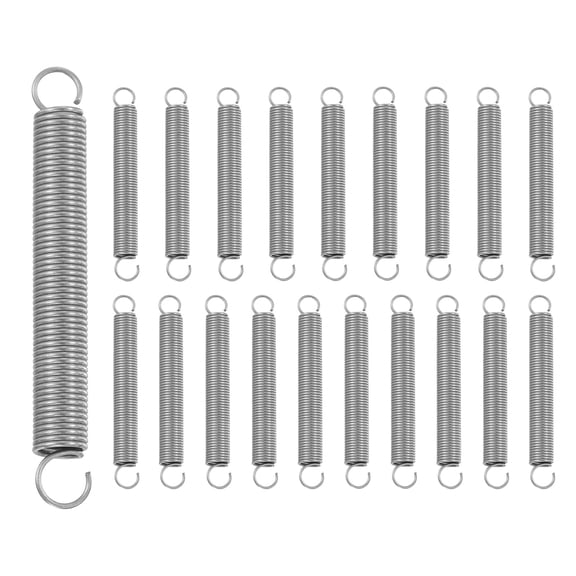 Uxcell 20Pcs Extension Spring, Stainless Steel Small Springs with Dual Hook Mechanical Compression Spring for Home Furniture Repair 0.5mm Wire Diax5mm ODx35mm Length