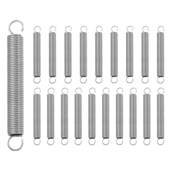 Uxcell 20Pcs Extension Spring, Stainless Steel Small Springs with Dual Hook Mechanical Compression Spring for Home Furniture Repair 0.5mm Wire Diax5mm ODx40mm Length