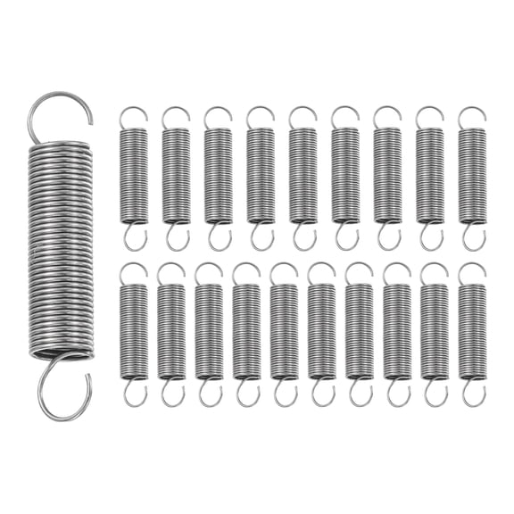 Uxcell 20Pcs Extension Spring, Stainless Steel Small Springs with Dual Hook Mechanical Compression Spring for Home Furniture Repair 0.5mm Wire Diax6mm ODx30mm Length