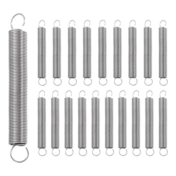 Uxcell 20Pcs Extension Spring, Stainless Steel Small Springs with Dual Hook Mechanical Compression Spring for Home Furniture Repair 0.5mm Wire Diax6mm ODx50mm Length