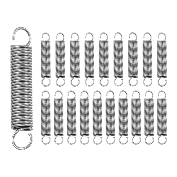 Uxcell 20Pcs Extension Spring, Stainless Steel Small Springs with Dual Hook Mechanical Compression Spring for Home Furniture Repair 0.6mm Wire Diax5mm ODx30mm Length