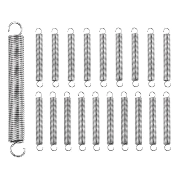 Uxcell 20Pcs Extension Spring, Stainless Steel Small Springs with Dual Hook Mechanical Compression Spring for Home Furniture Repair 0.6mm Wire Diax5mm ODx43mm Length