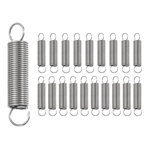 Uxcell 20Pcs Extension Spring, Stainless Steel Small Springs with Dual Hook Mechanical Compression Spring for Home Furniture Repair 0.6mm Wire Diax6mm ODx30mm Length