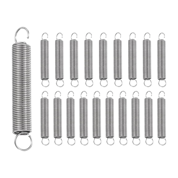 Uxcell 20Pcs Extension Spring, Stainless Steel Small Springs with Dual Hook Mechanical Compression Spring for Home Furniture Repair 0.6mm Wire Diax6mm ODx42mm Length