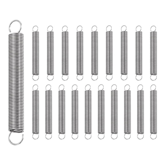 Uxcell 20Pcs Extension Spring, Stainless Steel Small Springs with Dual Hook Mechanical Compression Spring for Home Furniture Repair 0.6mm Wire Diax6mm ODx50mm Length