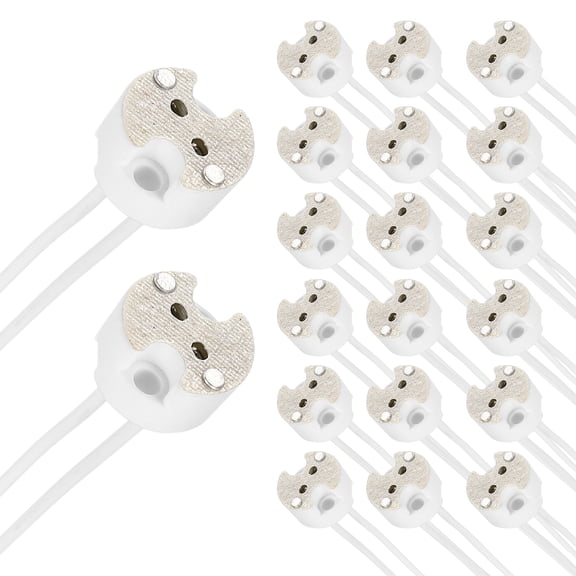 Uxcell 20Pcs G8 Base Wire Connector Socket, Ceramic G8 LED Halogen Light Bulb Socket Adapter, High Temperature Resistant Ceramic Bulb Holder for Table Lamp and Pendant Light, White
