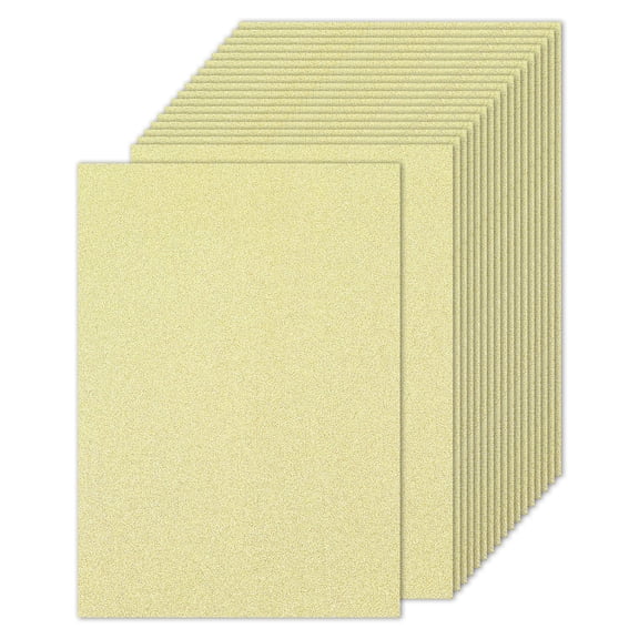 Uxcell 20Pcs Glitter Cardstock Paper, 250gsm Sparkly Paper Light Gold 8.5x11 inch