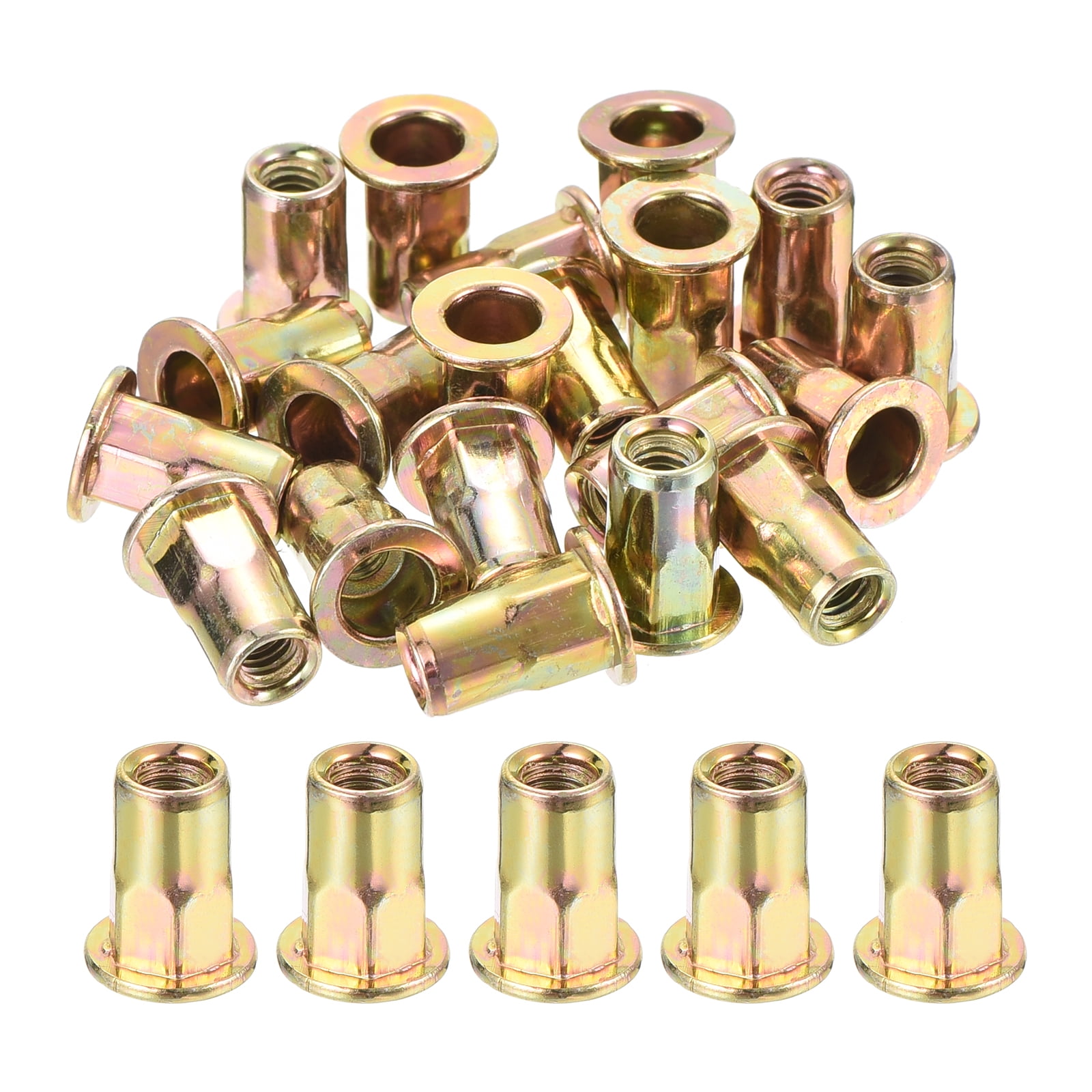 Hex Body Uxcell 20Pcs Half Hex Body Flange Rivet Nuts, M3 Carbon Steel Thread ...