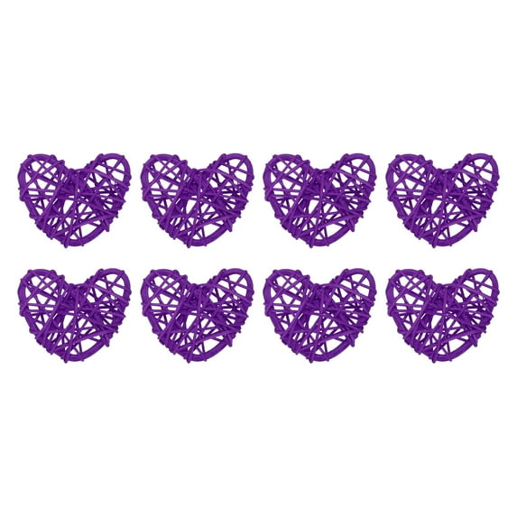 Uxcell 20Pcs Heart Shaped Rattan Ball Vase Filler Natural Rattan for Wedding Home Decoration Light Purple 2 in