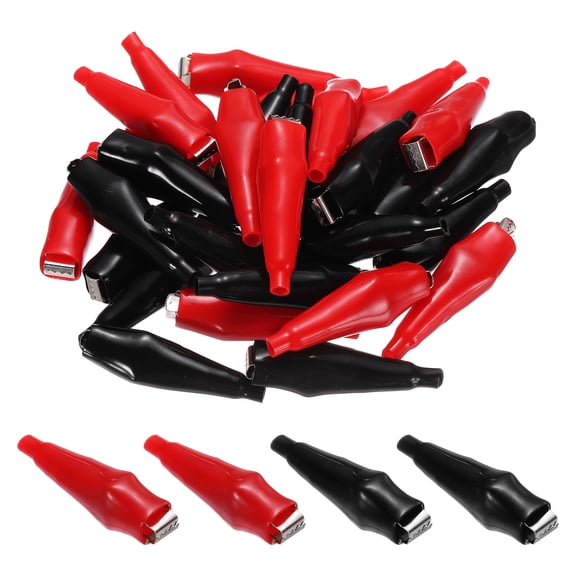 Uxcell 20Pcs Insulated Alligator Clips 42.5mm 5A Electrical Test Spring Clamps Crocodile Clamps for Multimeter Laboratory Electric Battery Testing Cable Clip, Red/Black