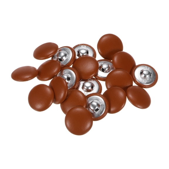 Uxcell 20Pcs Leather Covered Button Metal Round Sewing Buttons Alloy Orange