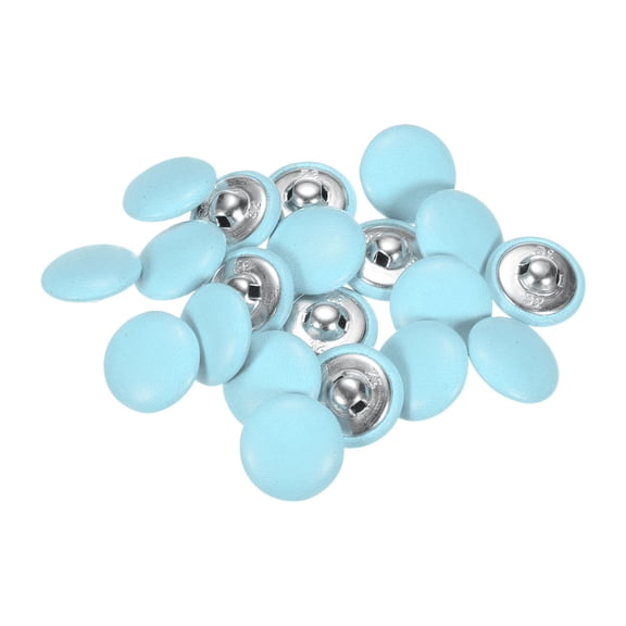 Uxcell 20Pcs Leather Covered Button Metal Round Sewing Buttons Light Blue