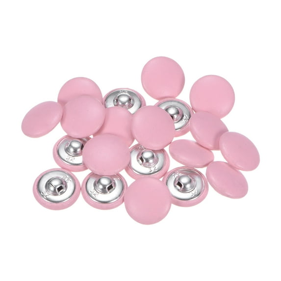 Uxcell 20Pcs Leather Covered Button Metal Round Sewing Buttons Pink