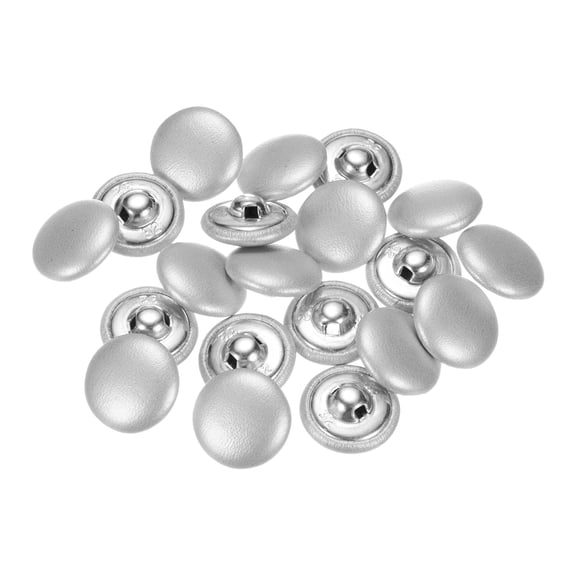 Uxcell 20Pcs Leather Covered Button Metal Round Sewing Buttons Silver Tone