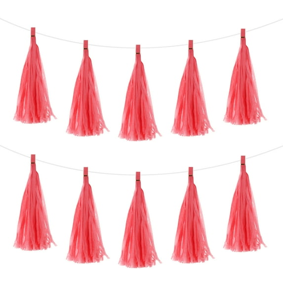Uxcell 20Pcs Light Red Tassel Garland Banner w Rope for Wedding Birthday Party Decoration