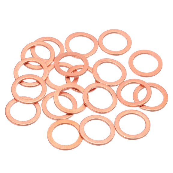 Uxcell Flat Copper Washers Copper Upgraded Flat Gasket Metric Sealing Crush Ring Washers for Hydraulic Fittings Screw Bolt Nut M16(16x22x1.5mm)