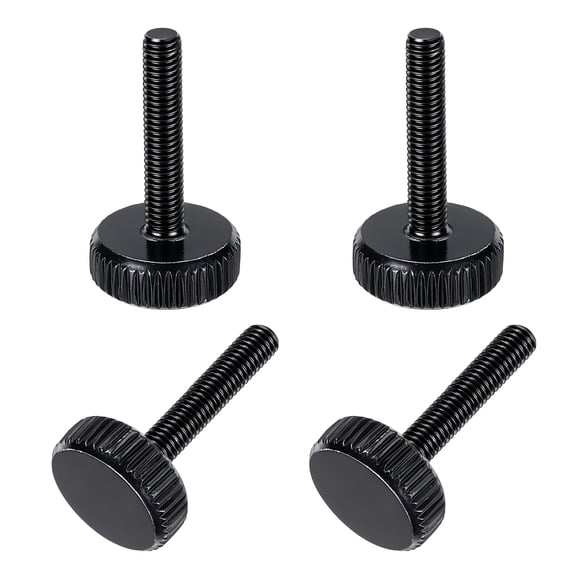 Uxcell 20Pcs M3x20mm Knurled Thumb Screw, Carbon Steel Flat Head Knurled Thumbscrew Fully Threaded Grip Knob Metal Hand Tighten Bolt - Machine Fastener Equipment Mounting Use, Black