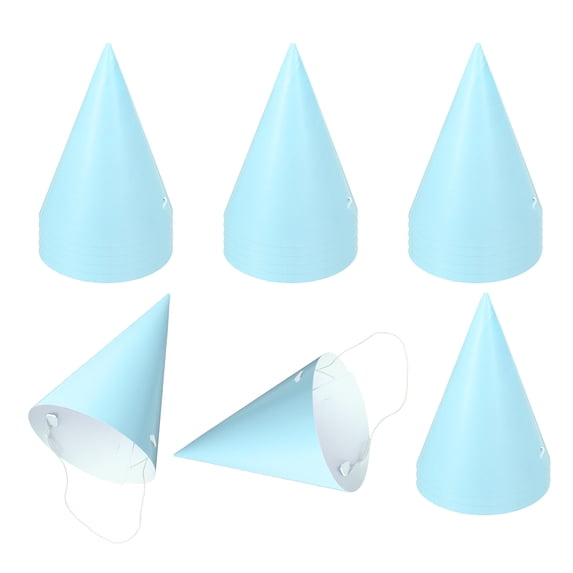 Uxcell 20Pcs Mini Birthday Party Hats, Colorful Paper Party Hat, Adjustable Cone Caps Birthday Decorations for Stuffed Animals Adults Parties Supplies Wedding Celebration, Light Blue