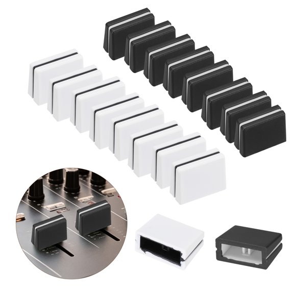 Uxcell 20Pcs Mixer Slider Fader Caps Universal Fader Knobs Black White Plastic Slide Potentiometer Replacement Slider Knob for Universal DJ Controller Mixer Console DJM DDJ XDJ Denon