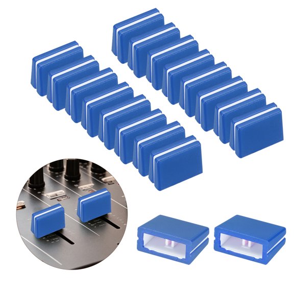 Uxcell 20Pcs Mixer Slider Fader Caps Universal Fader Knobs Blue Plastic Slide Potentiometer Replacement Slider Knob for Universal DJ Controller Mixer Console DJM DDJ XDJ Denon
