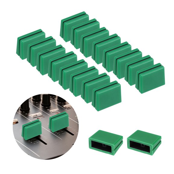 Uxcell 20Pcs Mixer Slider Fader Caps Universal Fader Knobs Green Black Plastic Slide Potentiometer Replacement Slider Knob for Universal DJ Controller Mixer Console DJM DDJ XDJ Denon