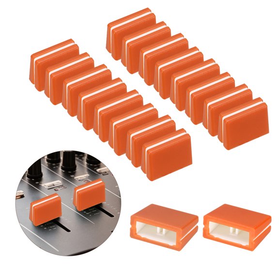 Uxcell 20Pcs Mixer Slider Fader Caps Universal Fader Knobs Orange Plastic Slide Potentiometer Replacement Slider Knob for Universal DJ Controller Mixer Console DJM DDJ XDJ Denon